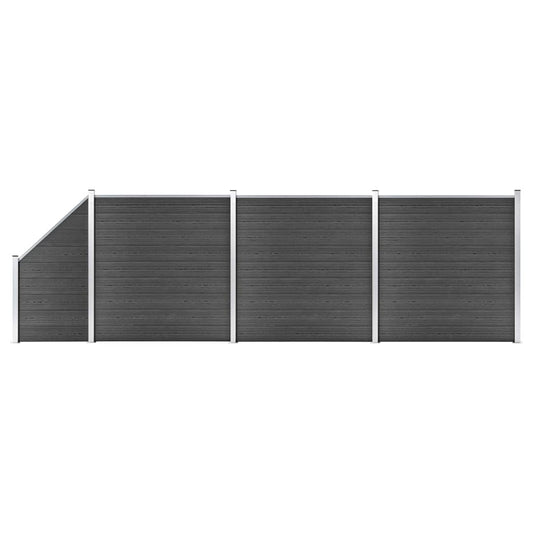 fekete WPC kerítéspanelszett 619 x (105-186) cm