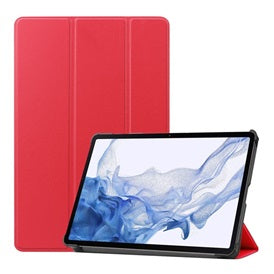 Gigapack bőrhatású aktív flippes táblagép tok, S Pen tartóval - piros | Samsung Galaxy Tab S9  (SM-X710/X716)-0