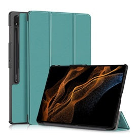 Gigapack bőrhatású aktív flippes táblagép tok, S Pen tartóval - sötétzöld | Samsung Galaxy Tab S9 Ultra (SM-X910/X916)-0