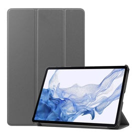 Gigapack bőrhatású aktív flippes táblagép tok, S Pen tartóval - szürke | Samsung Galaxy Tab S9  (SM-X710/X716)-0