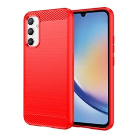 Gigapack szilikon mobiltelefon tok, légpárnás sarokkal - piros, szálcsiszolt | Samsung Galaxy A34 5G (SM-A346)-0