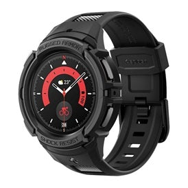 Spigen Rugged Armor Pro szilikon óraszíj, szilikon kerettel - fekete | Samsung Galaxy Watch 5 Pro eSIM 45 mm (SM-R925)-0