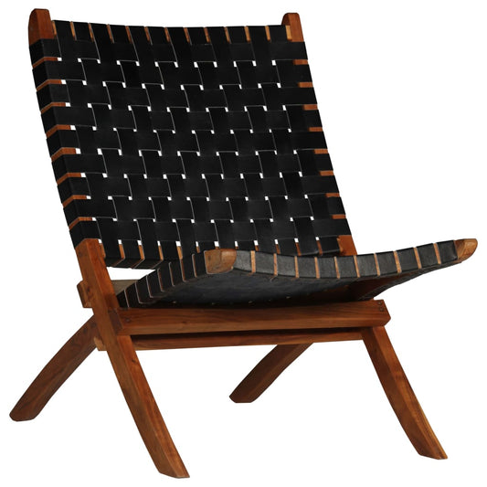 fekete keresztcsíkos összecsukható valódi bőr szék