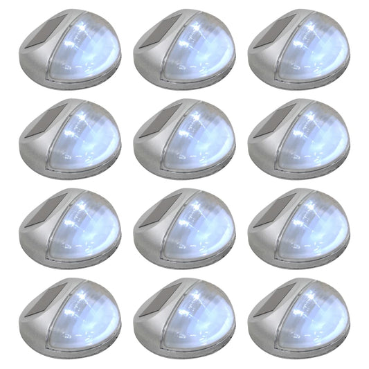 12 db kerek ezüstszínű kültéri napelemes LED falilámpa