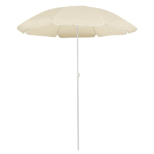 homokszínű kültéri napernyő acél rúddal 180 cm