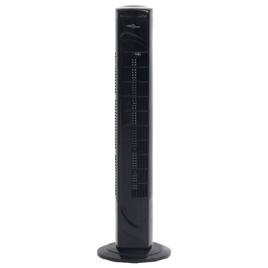 fekete toronyventilátor távirányítóval és időzítővel Φ24x80 cm