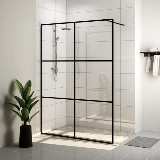 fekete zuhanyfal átlátszó ESG üveggel 140 x 195 cm