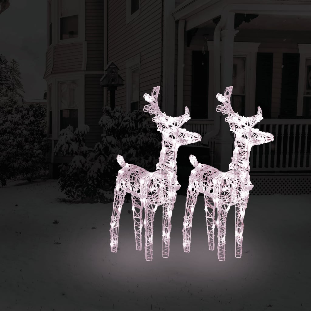 2 db akril karácsonyi rénszarvas 80 meleg fehér LED-del