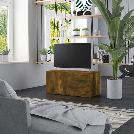 füstös tölgyszínű szerelt fa TV-szekrény 80 x 34 x 36 cm