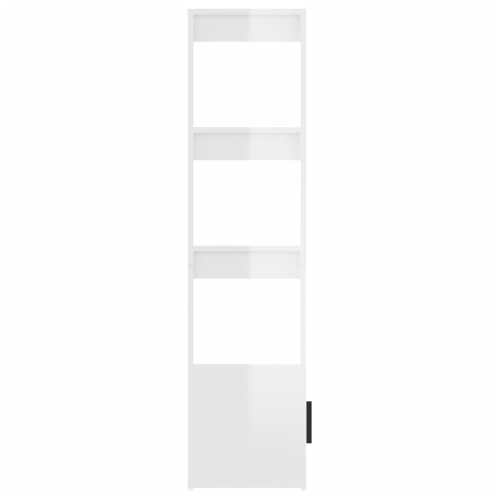 magasfényű fehér szerelt fa tálalószekrény 80x30x119,5 cm
