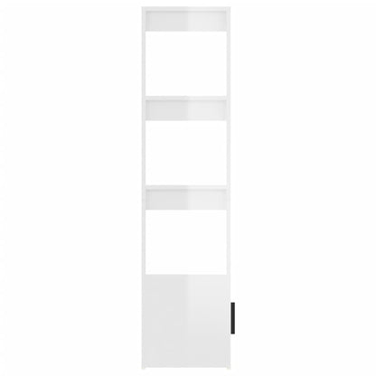 magasfényű fehér szerelt fa tálalószekrény 80x30x119,5 cm