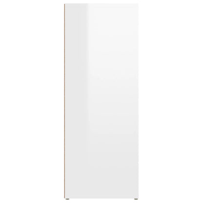 magasfényű fehér szerelt fa tálalószekrény 80x30x80 cm
