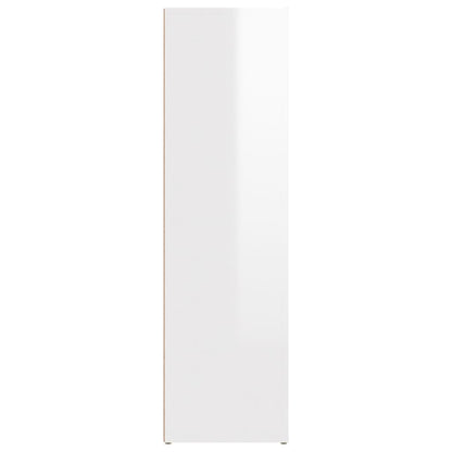 magasfényű fehér szerelt fa tálalószekrény 80x30x106 cm