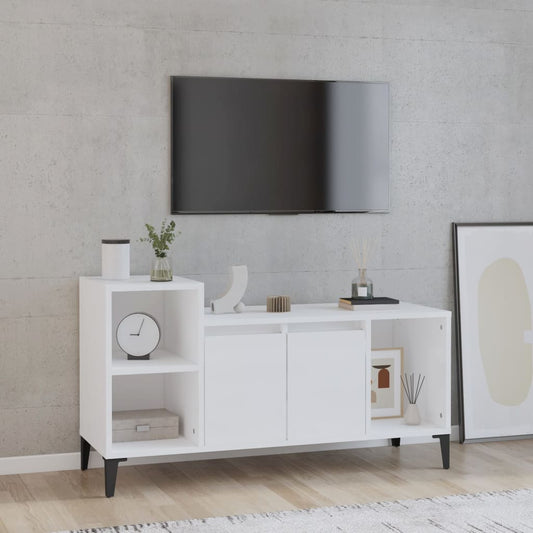 fehér magasfényű szerelt fa TV-szekrény 100x35x55 cm
