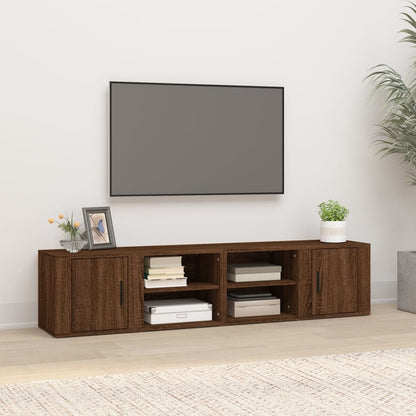 8 db barna tölgyszínű szerelt fa TV-szekrény 80x31,5x36 cm