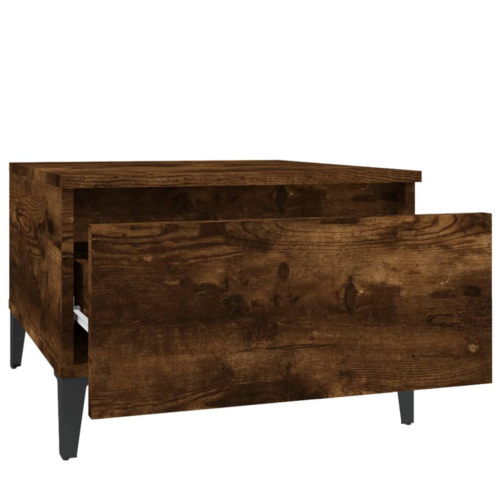 füstös tölgyszínű szerelt fa kisasztal 50 x 46 x 35 cm
