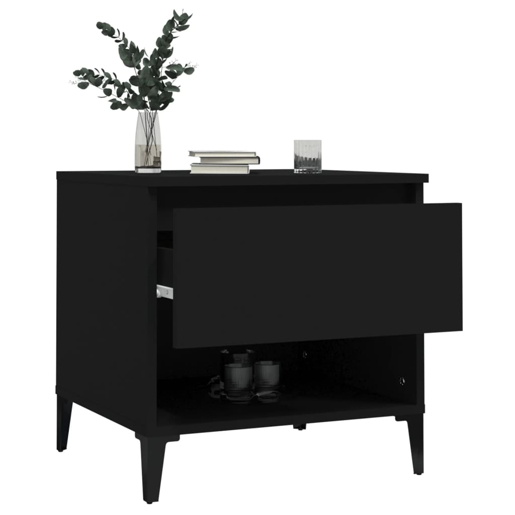 2 db fekete szerelt fa kisasztal 50 x 46 x 50 cm