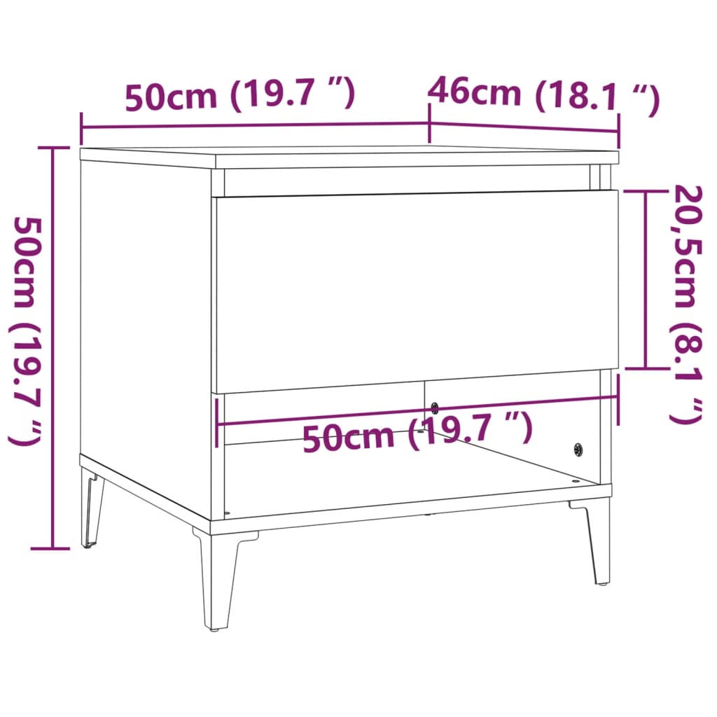 sonoma-tölgyszínű szerelt fa kisasztal 50 x 46 x 50 cm
