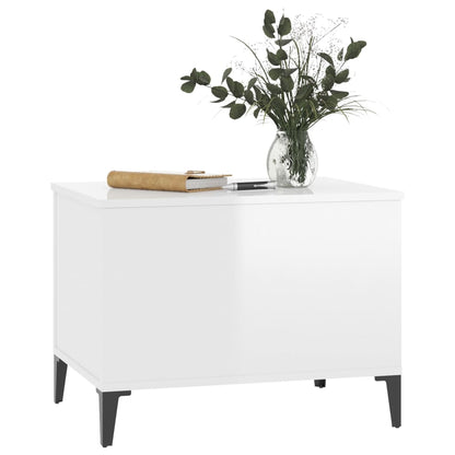 magasfényű fehér szerelt fa dohányzóasztal 60x44,5x45 cm