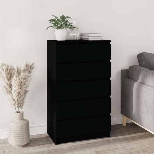 fekete szerelt fa fiókos szekrény 60 x 36 x 103 cm