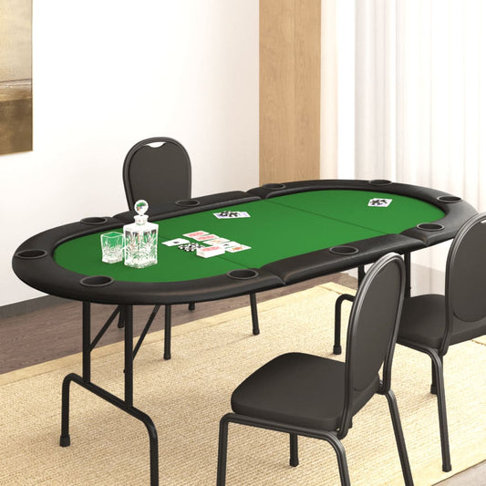 zöld összecsukható pókerasztal 10 játékosnak 206 x 106 x 75 cm
