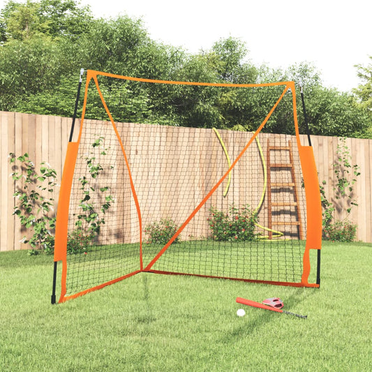 narancs-fekete acél és poliészter baseball háló 183x182x183 cm