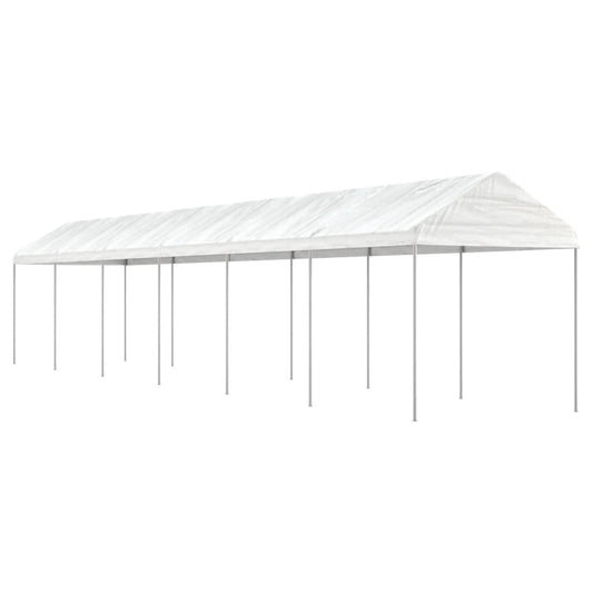 fehér polietilén pavilon tetővel 13,38 x 2,28 x 2,69 m