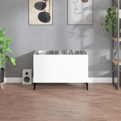 magasfényű fehér szerelt fa hanglemezszekrény 74,5x38x48 cm