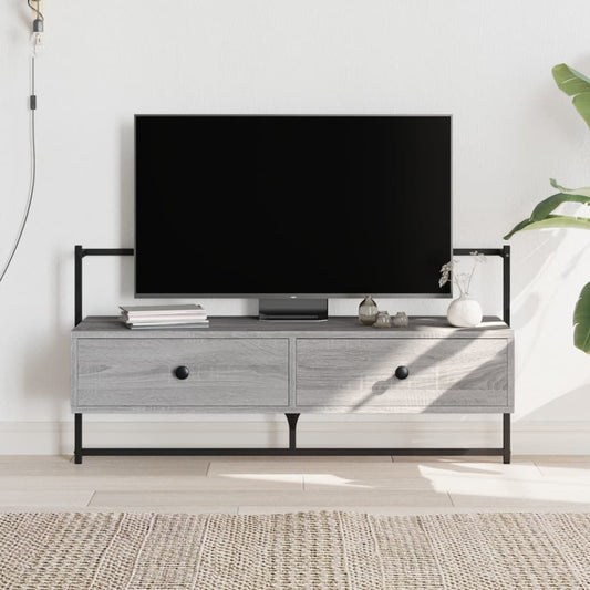 szürke sonoma színű szerelt fa fali TV szekrény 100,5x30x51 cm