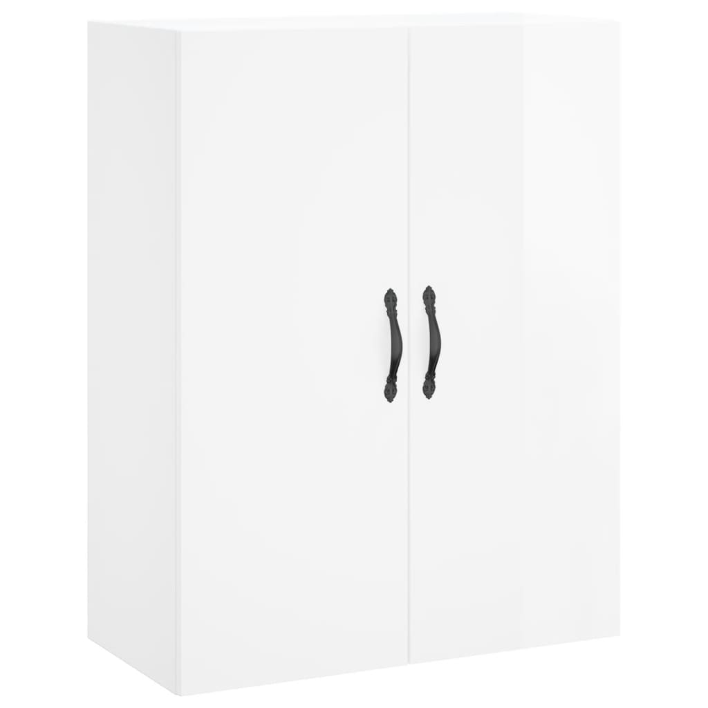 magasfényű fehér szerelt fa fali szekrény 69,5 x 34 x 90 cm
