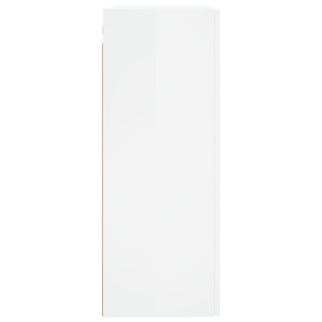 magasfényű fehér szerelt fa fali szekrény 69,5 x 34 x 90 cm