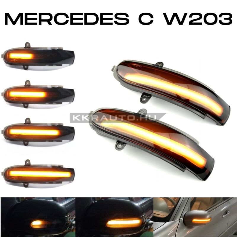 Mercedes C osztály W203 E osztály W211 dinamikus LED - LEDES Tükör Index futófényes tükörindex  A2038201521 A2038201321✔️-0